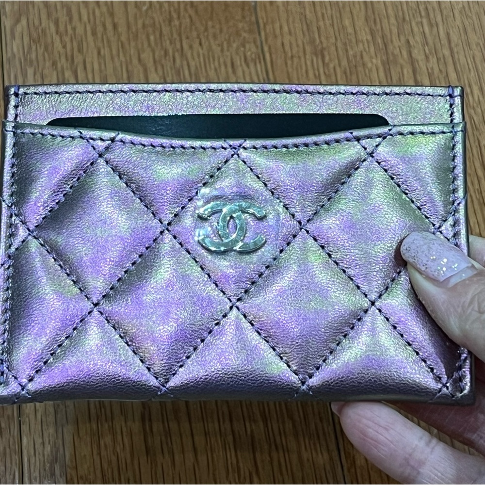 Chanel Purple Iridescent Flat Card holder